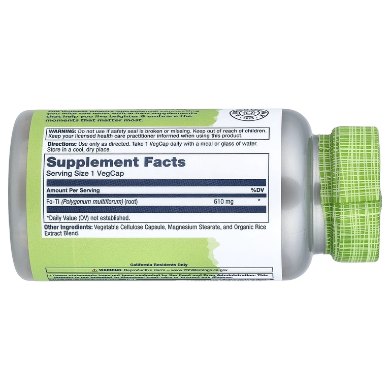 Solaray, True Herbs, Fo-Ti He-Shou-Wu, 610 мг, 100 растительных капсул